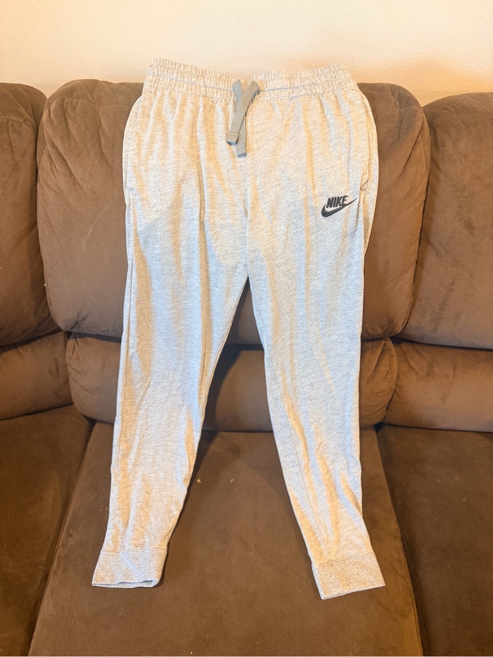 Nike Light Gray Kids Jogger Pants with Logo